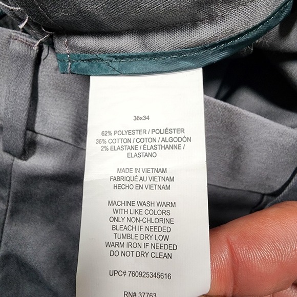 Perry Ellis Portfolio Pants Mens 36x34 Gray Premium Flex‎ Twill Dress Slacks - Picture 6 of 10